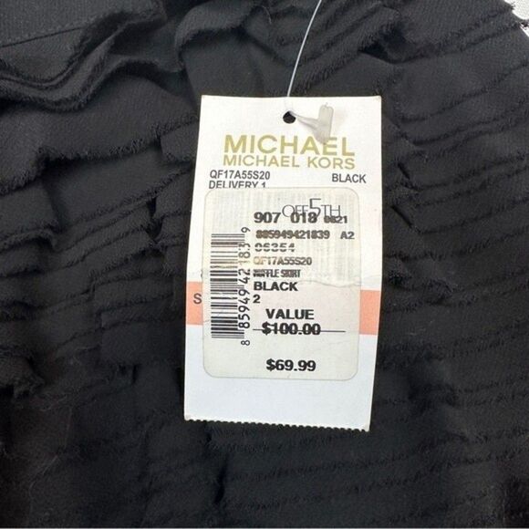 NWT Michael Kors Black Tiered Ruffle Raw Edge Lined Mini Skirt Size 2 - Picture 11 of 11